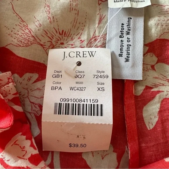 NWT J. Crew Crop Flare Leg Lightweight Floral Coral Pants Size XS - Picture 6 of 9